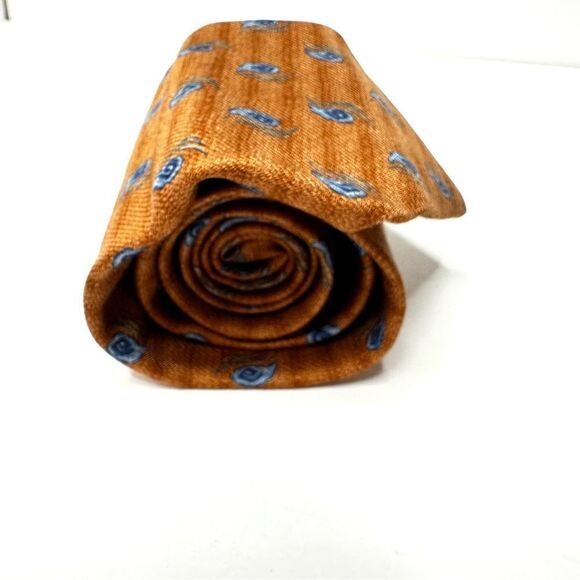 Joseph Abboud Silk Made in Italy Necktie Brown Blue Tie Paisley Mens Workwear - Picture 2 of 7